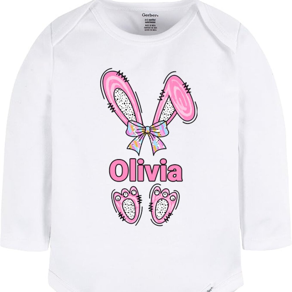 Long Sleeve Easter Onesie - White